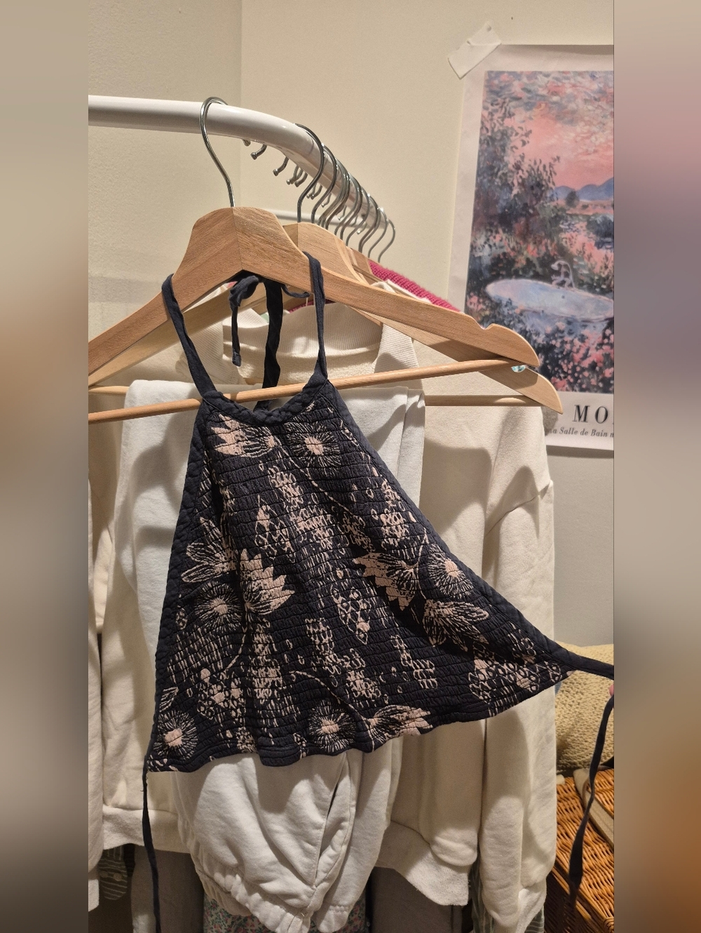 Urban Outfitters Black Textured Smocked Halter Top